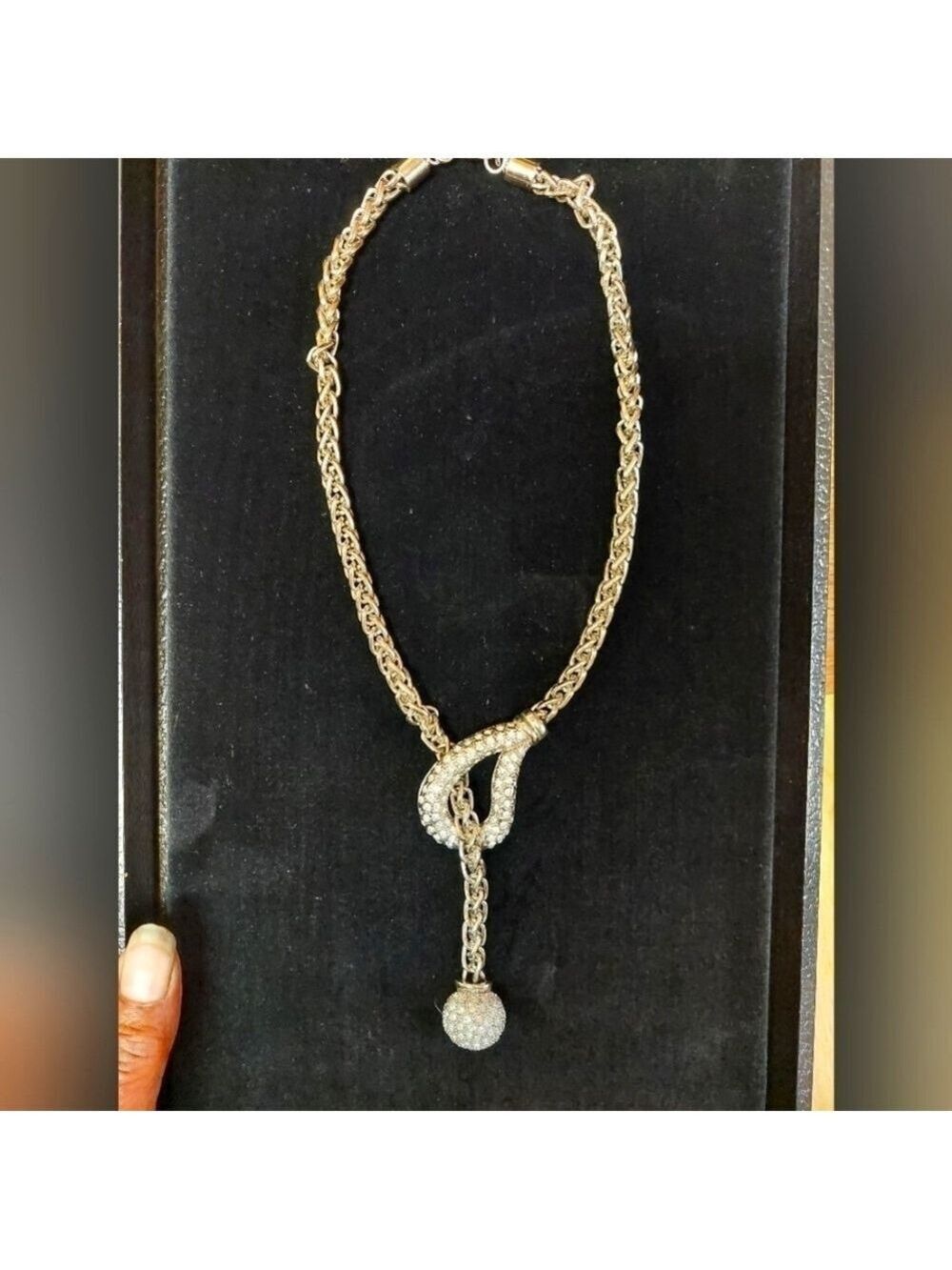 Traci Lynn Crystal and Silver-tone Rope Chain Lariat Necklace
